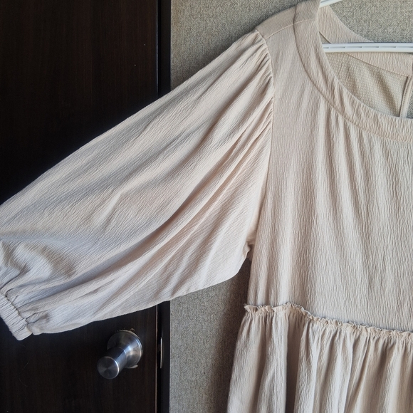 AEMI+CO Beige Earth Tone Long Sleeve Oversized Romper Med Boho Bohemian Fall - Picture 2 of 9